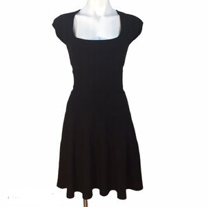 Issa London black ribbed fit and flare dress
